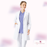 HI401 フォーク ワコール 診察衣 シングルボタン 女性用 七分袖 ハーフ丈 綿 透け防止 制電 高級 FOLK wacoal HIコレクション 医療用 看護師 エステ レディース レディス ドクターコート 白衣 ショート丈