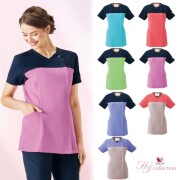 HI701 フォーク ワコール ナースウェア スクラブ 女性用 透け防止 防汚 制電 吸汗 FOLK wacoal HIコレクション 医療用 看護師 歯科衛生士 エステ レディース レディス 上衣 チュニック ジャケット