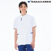 HOS5357 ナガイレーベン 白衣 ナースウェア ジャケット 男性用 半袖 スタンドカラー PHSポケット 多ポケット 制菌加工 HOS5357 ナガイレーベン ナースウェア ジャケット 男性用 半袖