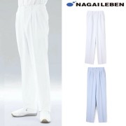 HO1953 ナガイレーベン ナースウェア パンツ 男性用 ゆったりストレート ツータック 脇ゴム 前ファスナー センタープレス ポケット 制菌加工 制電 吸水 防汚 透け防止 NAGAILEBEN 医療用 看護師 薬剤師