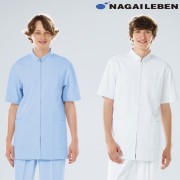 HOS5357 ナガイレーベン 白衣 ナースウェア ジャケット 男性用 半袖 スタンドカラー PHSポケット 多ポケット 制菌加工 HOS5357 ナガイレーベン ナースウェア ジャケット 男性用 半袖
