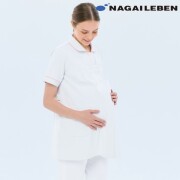 HOS4992 ナガイレーベン マタニティ ナースウェア ジャケット 女性用 半袖 襟付き 制菌加工 制電 吸水 防汚 透け防止 NAGAILEBEN 医療用 看護師 薬剤師 妊婦 プレママ レディース レディス 女子