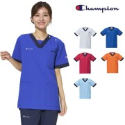 Champion チャンピオン 白衣 スクラブ メディカルウェア 男女兼用 HS8151 プルオーバー 肩口スナップ 制菌加工 静電気防止 ストレッチ 吸水 速乾性 接触冷感性 工業洗濯 オンワード 医療用 医師 看護師 歯科医院 介護施設 整骨院 動物病院 リハビリ 理学療法士