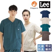 LMS49001 Lee メディカル スクラブ 男女兼用 半袖 抗菌 防臭 ポリジン サスティナブル Lee WORKWEAR リー ワークウェア 医療用 医師 医者 ドクター 看護師 ナース ユニセックス クリニック 医院 歯科 ジャケット 上衣 白衣 介護 整骨院 動物病院 大学 学校
