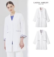 LW104 ローラ アシュレイ 住商モンブラン ドクターコート 女性用 長袖 診察衣 ノーカラーコート 制菌加工 透け防止 制電 防汚 LAURA ASHLEY MONTBLANC ローラアシュレイ 医療用 医師 ドクター 看護師 ナース 介護 エステ レディース 白衣