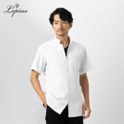 mdc032 lepius メンズ白衣 スタンドカラー ジップアップ 半袖 ジャケット シワになりにくい シングルボタン 男性用 制菌 吸湿 速乾 制電 レピウス 医療用 医師 ドクター 薬剤師 教師 薬局 医者