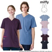MFC5817 miffy ミッフィー スクラブ 男女兼用 ナガイレーベン かぶりタイプ 肩スナップボタン ストレッチ スマホポケット 制菌加工 制電 吸水 防汚 NAGAILEBEN 医療用 医師 看護師 上衣 医務衣 白衣 病院 医院 クリニック 小児科 介護施設 リハビリ