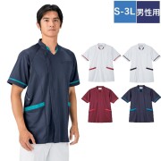 MJ001 住商モンブラン ナースウェア ジャケット 男性用 半袖 メンズ 制菌加工 透け防止 吸汗 制電 防汚 ストレッチ MONTBLANC 医療用 看護師 ナース 男子 白衣 医務衣 上衣 スクラブ ナースジャケット