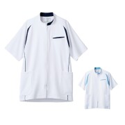 MJ552 住商モンブラン ナース ジャケット 男性用 半袖 メンズ 透け防止 制菌加工 吸汗 制電 防汚 MONTBLANC 医療用 看護師 ナース 男子 白衣 医務衣 上衣  ナースジャケット 介護 リハビリ 歯科助手 整体 整骨院 薬局 薬剤師