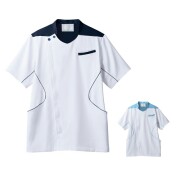 MJ558 住商モンブラン ナース ジャケット 男性用 半袖 メンズ 透け防止 制菌加工 吸汗 制電 防汚 MONTBLANC 医療用 看護師 ナース 男子 白衣 医務衣 上衣  ナースジャケット 介護 リハビリ 歯科助手 整体 整骨院 薬局 薬剤師