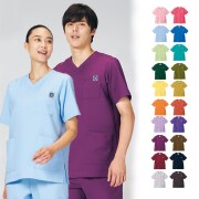 MS005 住商モンブラン スクラブ 半袖 男女兼用 制菌加工 制電 ストレッチ プルオーバー 肩口スナップ MONTBLANC 医療用 医師 ドクター 看護師 ナース 介護 ケアスタッフ 薬局 薬剤師 リハビリ 歯科 接骨院 整体 白衣 医務衣 上衣 ナースジャケット