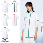 MZ-0233 チトセ ミズノ ドクターウェア ケーシージャケット 女性用 半袖 制菌 制電 透け防止 ストレッチ イージーケア 工業洗濯 CHITOSE MIZUNO 医療用 医師 ドクター 看護師 ナース レディス レディース 女子 白衣