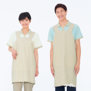 NE2930 ナガイレーベン ナースウェア エプロン 男女兼用 格子柄 両腰ポケット 吸水 防汚 業務用洗濯可 形態安定素材 制菌 NAGAILEBEN 医療用 看護師 介護 ケア ユニセックス ケアガウン 予防衣 予防着