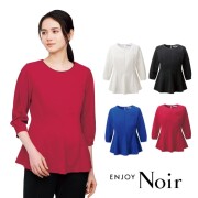 NWT057 KARSEE カーシー ENJOY Noir プルオーバー 7分袖 フレアデザイン 2wayストレッチ 吸汗 速乾 透けにくい UVカット 事務服 受付 医療 美容 エステ クリニック サロン 病院 おもてなし サービス ユニフォーム