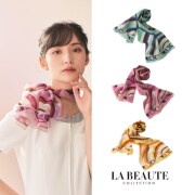OP98 en joie アンジョア ラ・ボーテ スカーフ 長方形 ブルー ピンク イエロー 美容 医療 サロン エステ クリニック 受付 おもてなし カーディーラー ショールーム 企業受付 インフォメーション 事務服