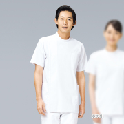 REP100 カゼン ナースウェア ケーシー ジャケット 男性用 抗ウイルス加工 半袖 制菌加工 抗菌防臭 吸汗 ストレッチ PHSポケット 左胸ポケット 両腰ポケット KAZEN 医療用 看護師 薬剤師 整体師 メンズ  チュニック