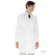 REP205 カゼン 診察衣 ダブルボタン 男性用 ハーフ丈 長袖 抗ウイルス加工 制菌加工 抗菌防臭 吸汗 ストレッチ KAZEN 医療用 ドクター 医師 医者 薬剤師 メンズ 男子 ドクターコート 白衣 短め  クレンゼ 