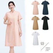 UM401 住商モンブラン uka ナースウェア ワンピース レディス 女性用 半袖  前開き ファスナー 制菌加工 吸汗 制電 防汚 MONTBLANC ウカ 医療用 看護師 ナース 歯科 クリニック エステ サロン 美容 白衣 おしゃれ