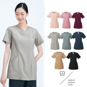 UM501 住商モンブラン uka ナースウェア スクラブ レディス 女性用 半袖  前開き ファスナー 制菌加工 吸汗 制電 防汚 MONTBLANC ウカ 医療用 看護師 薬剤師 ドクター 医師 ナース エステ サロン 美容 上衣 白衣 おしゃれスクラブ
