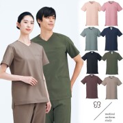 UM502 住商モンブラン uka メディカルウェア スクラブ 男女兼用 半袖 プルオーバー 肩口内側スナップ  制菌加工 制電 ストレッチ 透け防止  MONTBLANC ウカ 医療用 看護師 薬剤師 ドクター 医師 ナース エステ サロン 美容 ユニセックス 上衣 白衣 おしゃれスクラブ