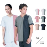 UM503 住商モンブラン uka メディカルウェア スクラブ 男女兼用 半袖 前開き ジップアップ 制菌加工 制電 ストレッチ 透け防止 MONTBLANC ウカ 医療用 看護師 薬剤師 ドクター 医師 ナース エステ サロン 美容 ユニセックス 上衣 白衣 おしゃれスクラブ