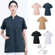 UM801 住商モンブラン uka ナースウェア ジャケット レディス 女性用 半袖  前開き 制菌加工 吸汗 制電 防汚 MONTBLANC ウカ 医療用 看護師 薬剤師 ドクター 医師 ナース エステ サロン 美容 上衣 白衣 おしゃれスクラブ
