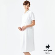 UQW0016 ルコックスポルティフ マタニティ ナースウェア ワンピース 女性用 半袖 吸汗速乾 工業洗濯可 ストレッチ 透け防止 防汚 帯電防止 制菌 lecoqsportif 医療用 看護師 歯科衛生士 レディース レディス 女子 白衣 ナースワンピース 妊婦 プレママ