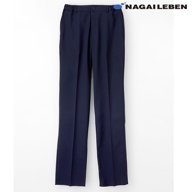 ML1133 ナガイレーベン ナースウェア パンツ 男性用 ストレート ノータック 脇ゴム 前ファスナー センタープレス ポケット ストレッチ 制電 吸水 防汚 業務用洗濯可 形態安定素材 NAGAILEBEN 医療用