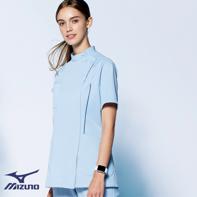 MZ-0048 ミズノ ドクターウェア ケーシー ジャケット レディス 身体の動きに追随する 動きやすいウェア 女性用 医療用 制菌 吸汗 速乾 透防止 制電 ホワイト ネイビー ブルー  大きいサイズ 白衣 医師 看護 ナース 4L 5L