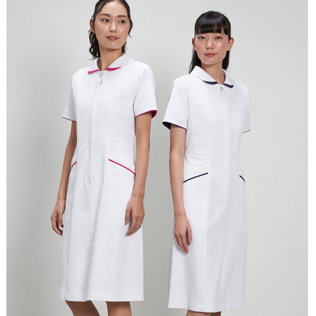 Op3050 オンワード ナースウェア ワンピース 女性用 半袖 制菌加工 静電気帯電防止 ストレッチ 透け防止 防汚 吸水 速乾 形態安定 二重ポケット ループ付き Phsポケット Onward ラフィーリア Raffiria 白衣ネット本店