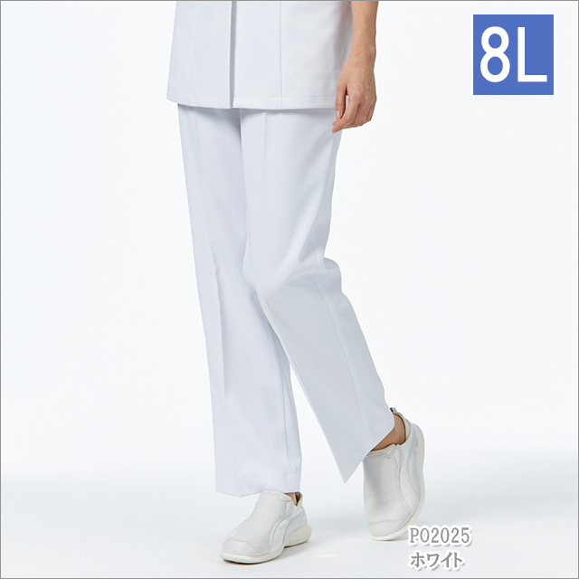 PO2025B オンワード ナースウェア パンツ 女性用 大きいサイズ すっきりタイプ ストレート 制菌加工 静電気帯電防止 ストレッチ 透け防止 形態安定 ONWARD ラフィーリア Raffiria 医療用 看護師 4L 5L 6L 7L 8L