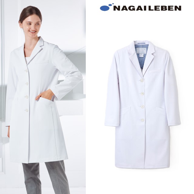 SD3040 ナガイレーベン 診察衣 シングルボタン 女性用 長袖 ポケット しわになりにくい 透け防止 吸水 防汚 業務用洗濯可 形態安定素材 制菌加工 NAGAILEBEN 医療用 医者 医師 ドクター薬剤師 レディース