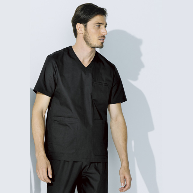 UN-0071 チトセ ユナイト ナースウェア スクラブ 男性用 半袖 ストレッチ 制菌 ポケット付き CHITOSE unite 医療用 看護師 医者 ドクター 介護 歯科衛生士 メンズ 男子 上衣 ジャケット 医務衣 白衣 ブラック 黒 ネイビー 紺 ベージュ 紫 赤系
