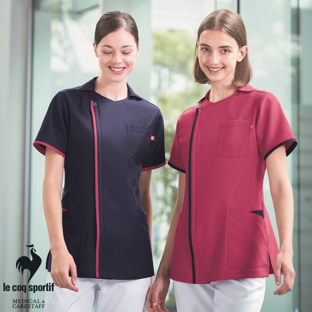 UQW1060 ルコックスポルティフ lecoqsportif メディカルウェア ジャケット レディース 女性用 医療用 吸汗速乾 工業洗濯 ストレッチ 防透 帯電防止 制菌 看護師 ナース 介護 ケア 白衣 病院 医院 クリニック ナースジャケット ナースウェア