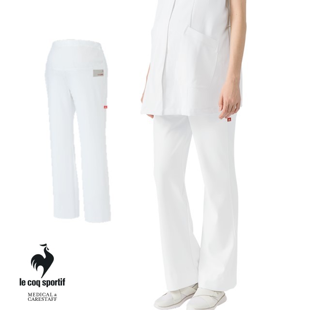 UQW2026 ルコックスポルティフ マタニティ ナースウェア パンツ 女性用 半袖 吸汗速乾 工業洗濯可 ストレッチ 透け防止 防汚 帯電防止 制菌 lecoqsportif 医療用 看護師 歯科衛生士 レディース レディス 女子 妊婦 ママ ナースパンツ ズボン スラックス