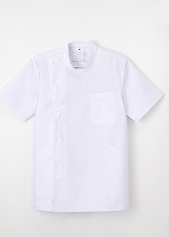 【ナガイレーベン】EP167 男子横掛半袖 ホワイト（織物・ボタンタイプ）【シルエット：きつめ】　