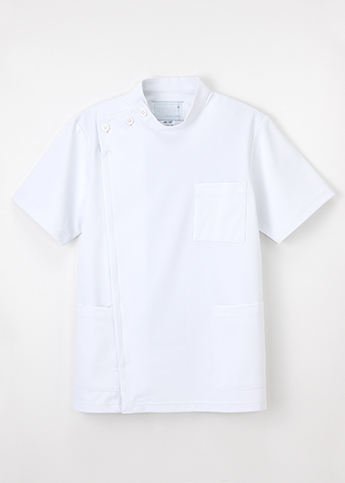 【ナガイレーベン】HO1967 男子横掛半袖 ホワイト・ブルー （ニットタイプ）【シルエット：ゆとり】　