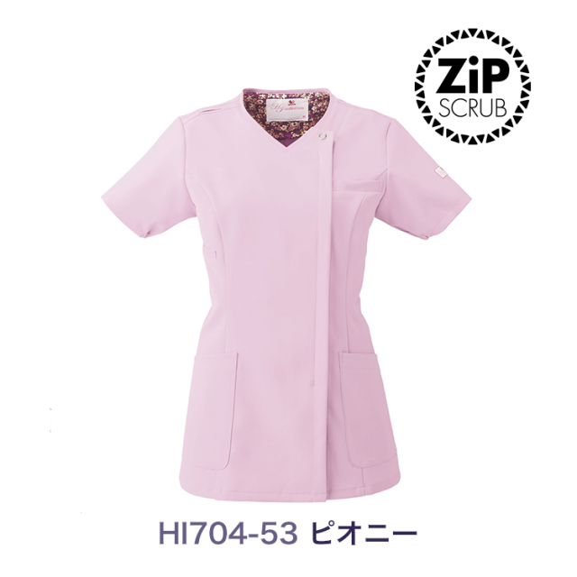 HI704 レディスジップスクラブ（ワコール HIコレクション） Amazon.co.jp: [ワコール] スクラブ 白衣 医療用 ジップスクラブ