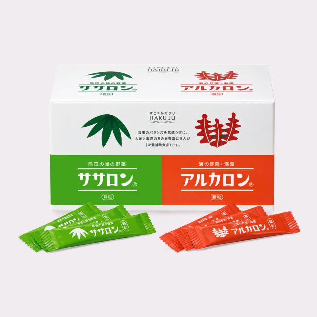 不溶性・水溶性2種類の食物繊維サプリ【ササロン・アルカロン顆粒】1包2g×各60包（約1ヶ月分） 食物繊維 サプリ オリゴ糖配合