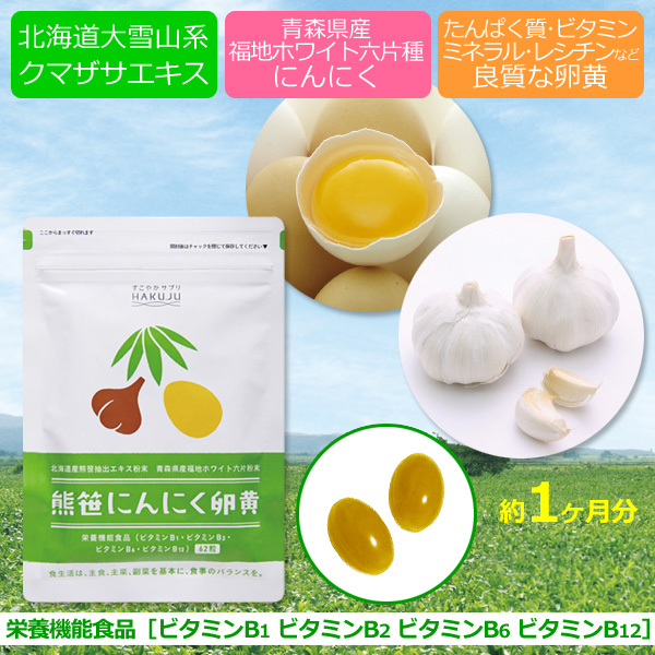 においが気にならないソフトカプセル【熊笹にんにく卵黄】62粒入り（約1ヶ月分）