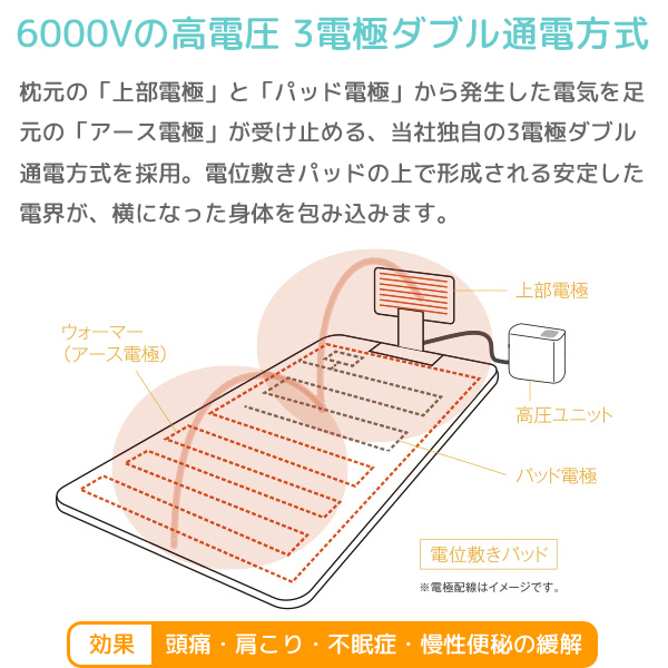 メーカー直販・配送無料【ヘルストロン HEF-N6000WG】6000V 3電極 ベッド/布団タイプ ※ポイント対象外