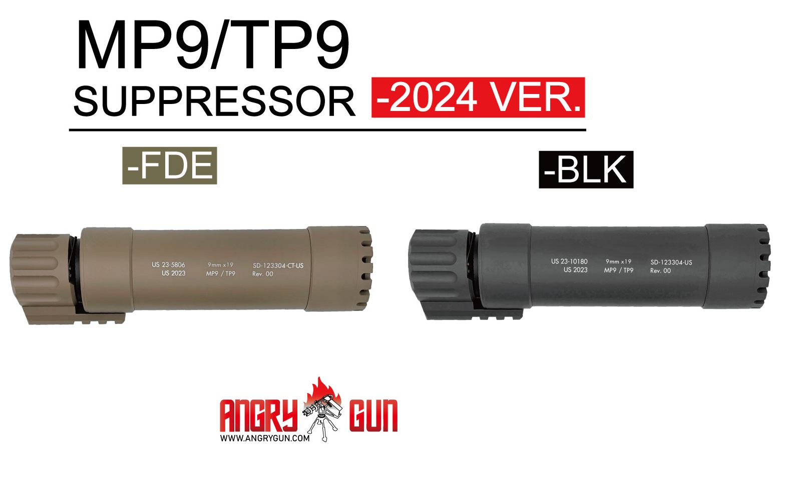 Angrygun MARUYAMA/KWA MP9対応 B&T RBSタイプサプレッサー 2024 バージョン