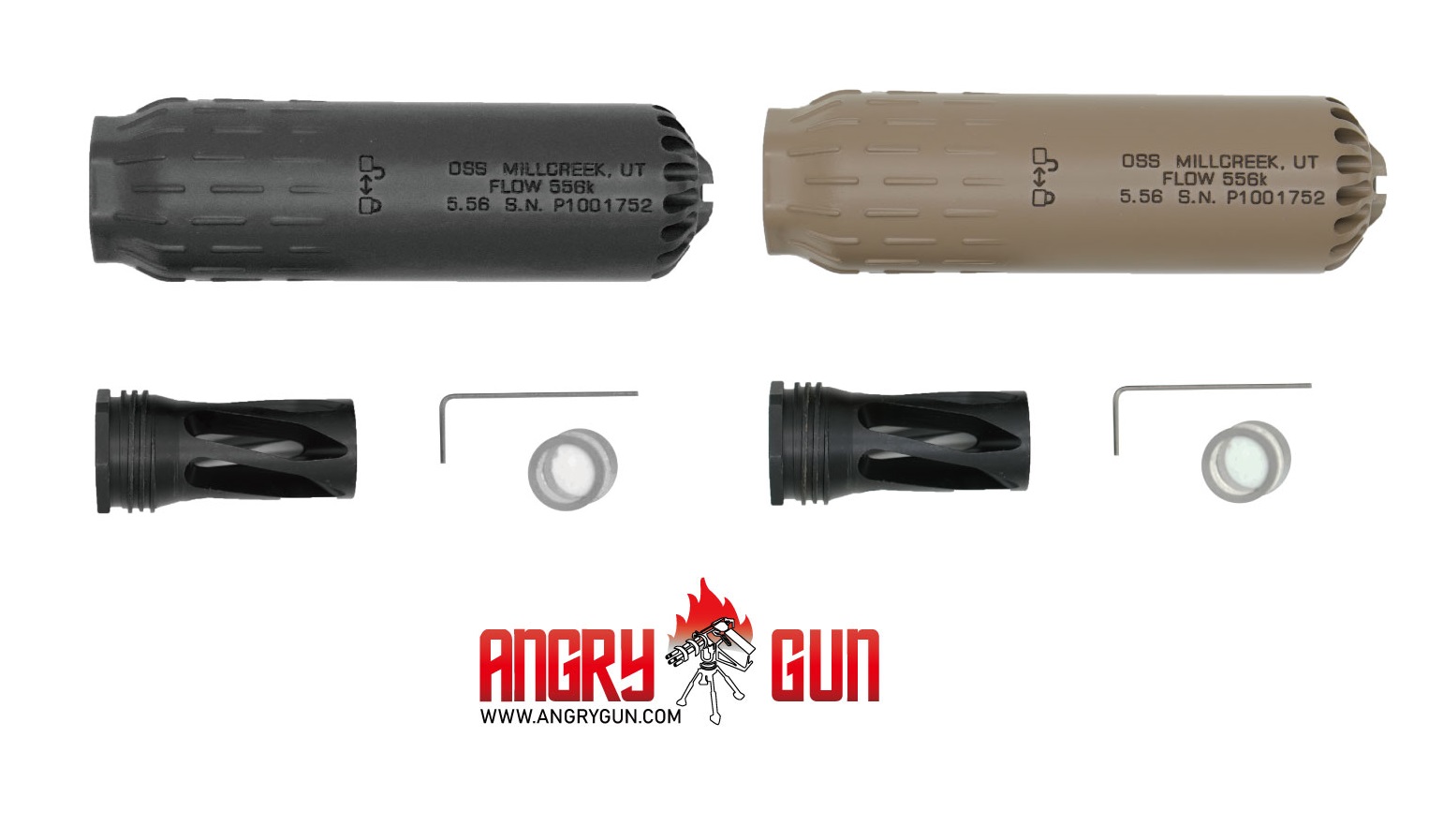 ANGRYGUN ステンレス FLOW 556K ダミーサプレッサー (CERAKOTE)  TORNADO フラッシュハイダーセット - 14mm CCW