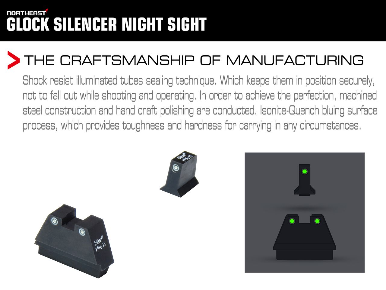 NorthEast マルイG17Gen5用 Trijicon GL-201タイプ トリチウムナイトハイサイトセット