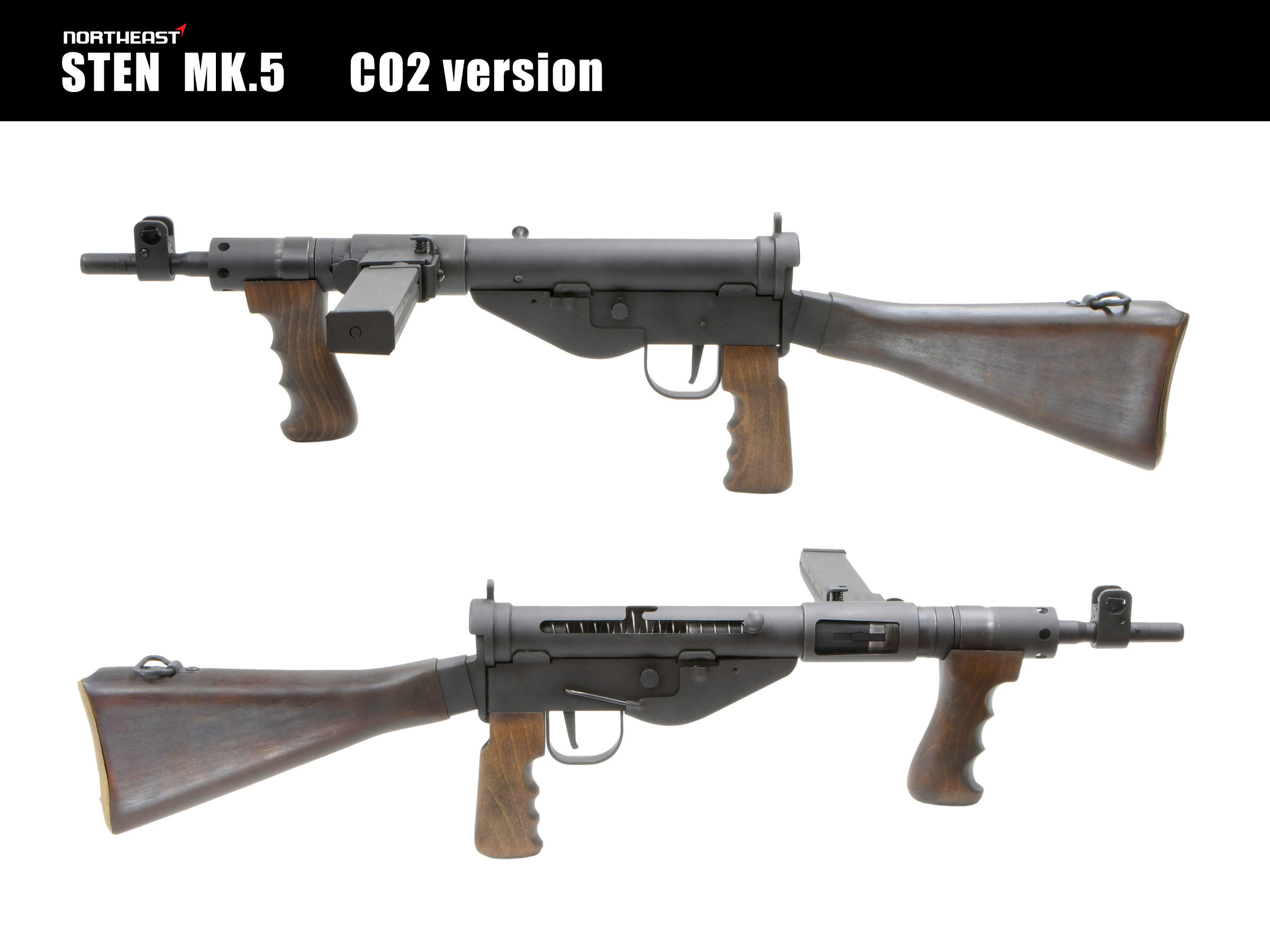 NorthEast Sten Mk5 木製ストック マシンカービンGBB (CO2 version)