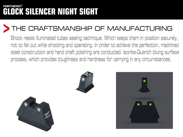 NorthEast マルイG17Gen5用 Trijicon GL-201タイプ トリチウムナイトハイサイトセット