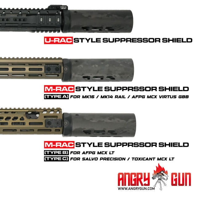 Angrygun MODTAC タイプ MRAC/URAC カーボンサプレッサーシールド 6.5in