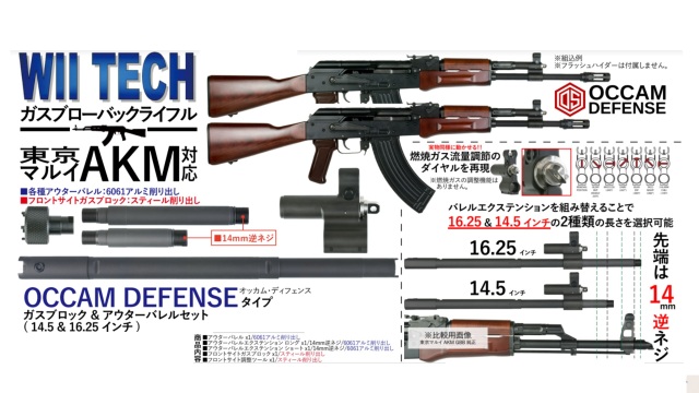 WII TECH マルイAKM GBB用ODSタイプガスブロック&アウターバレルセット