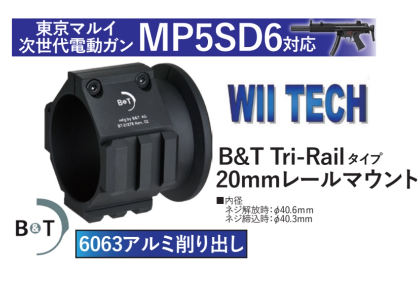 WIITECH マルイ 次世代 MP5SD6 用 B&T Tri-Railタイプ20mmレールマウント