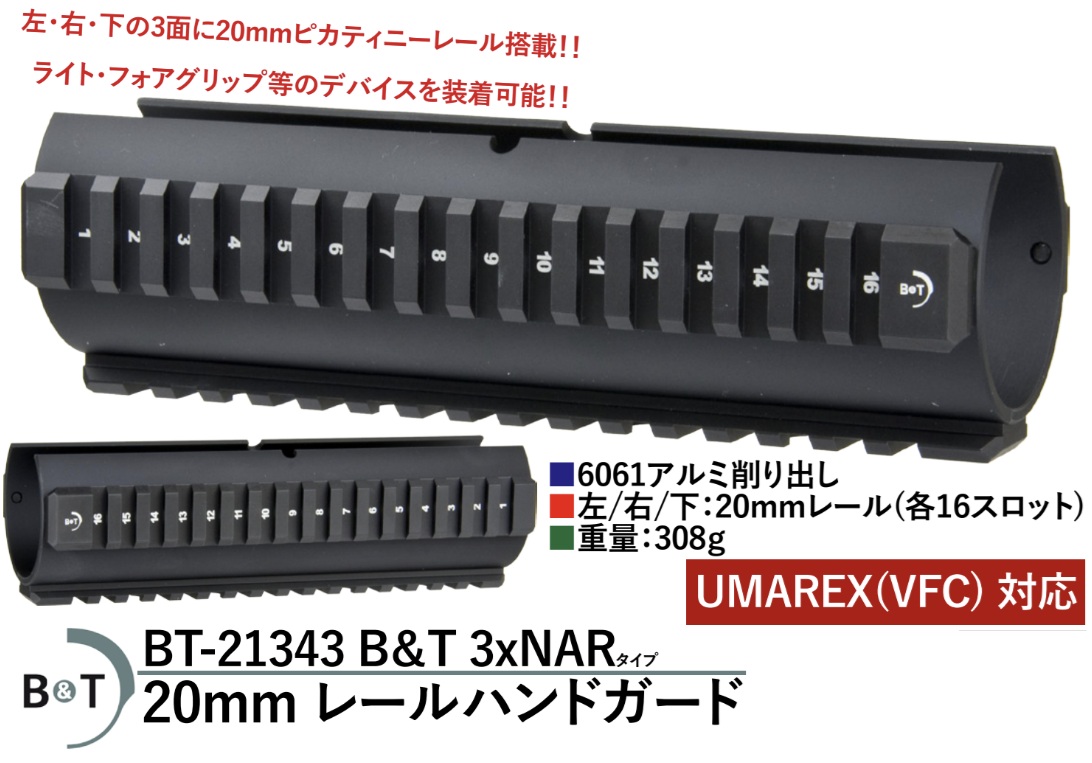 【再入荷予約】WIITECH VFC MP5SD GBB用B&T 3xNARタイプ20mmレールハンドガード